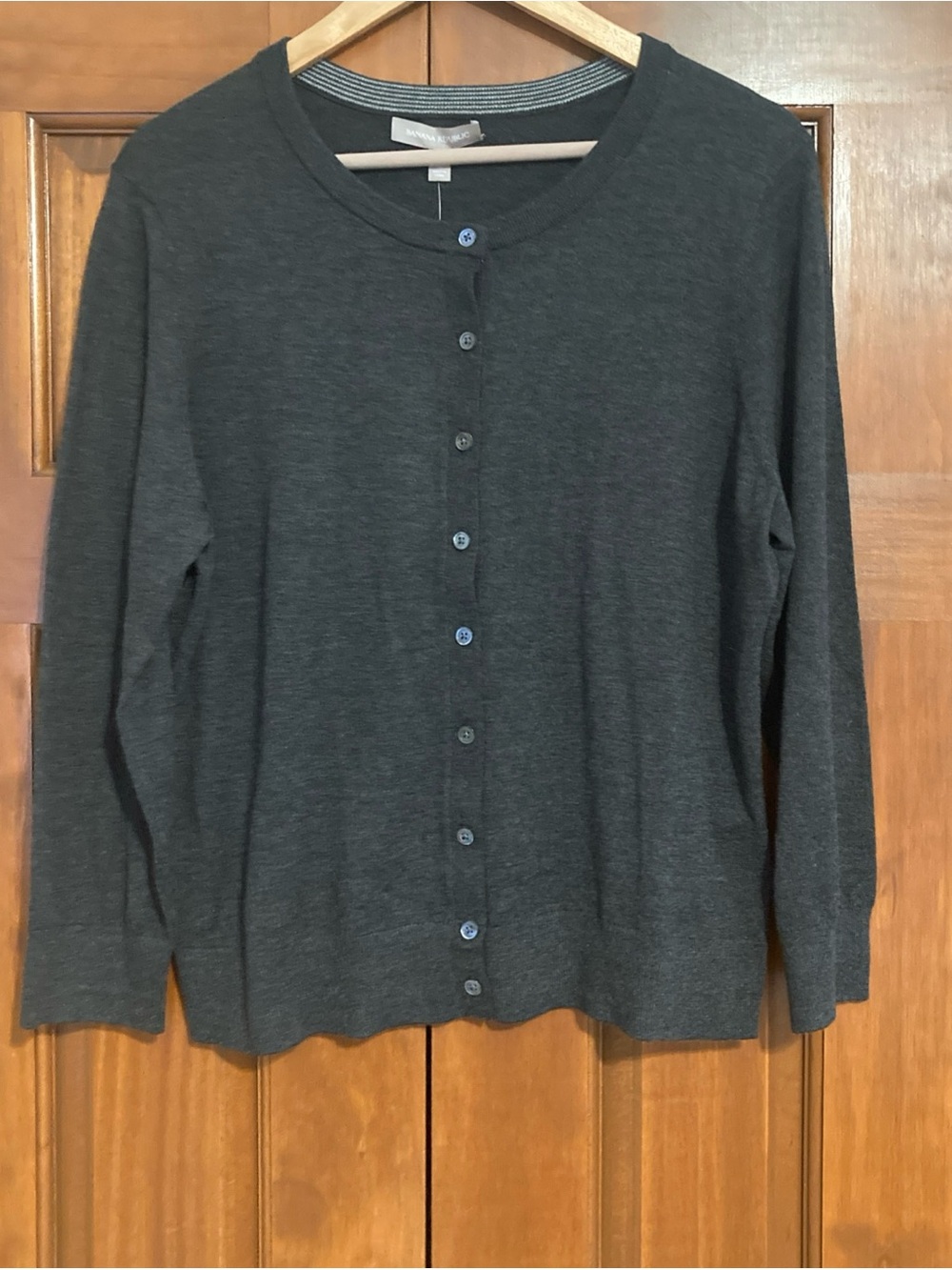 NWT Banana Republic Charcoal gray Button-Front Cardigan silk blend women’s XL
